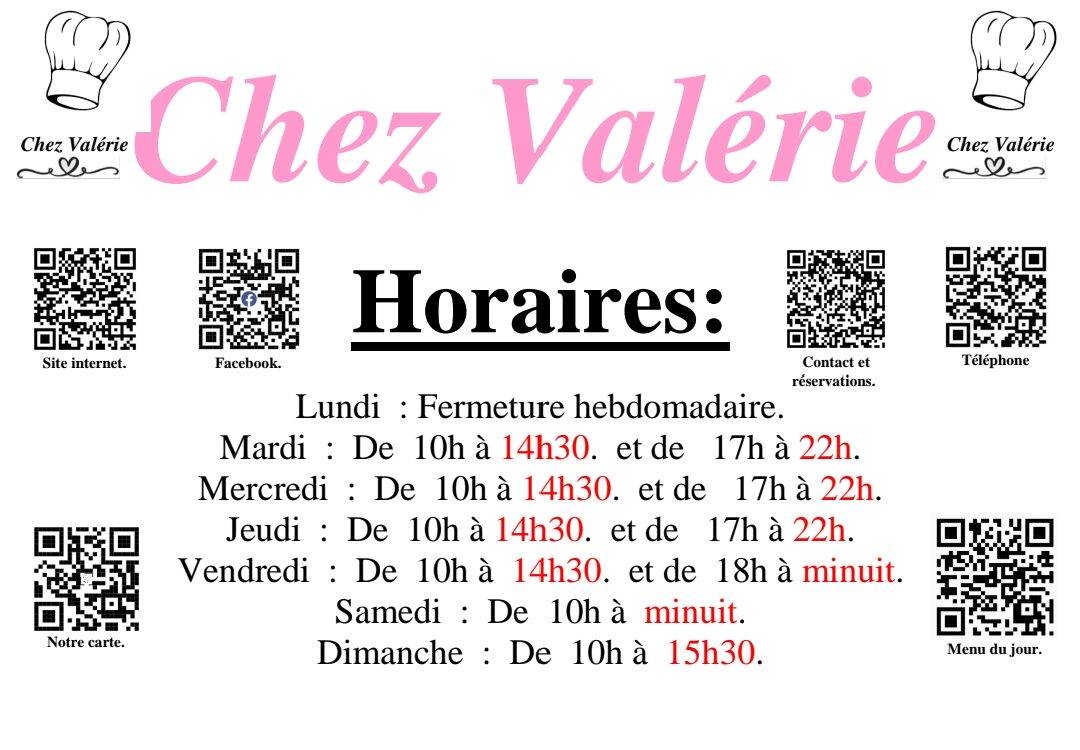 NOUVEL HORAIRE CHEZ VALERIE&#8230; Saint-Louis