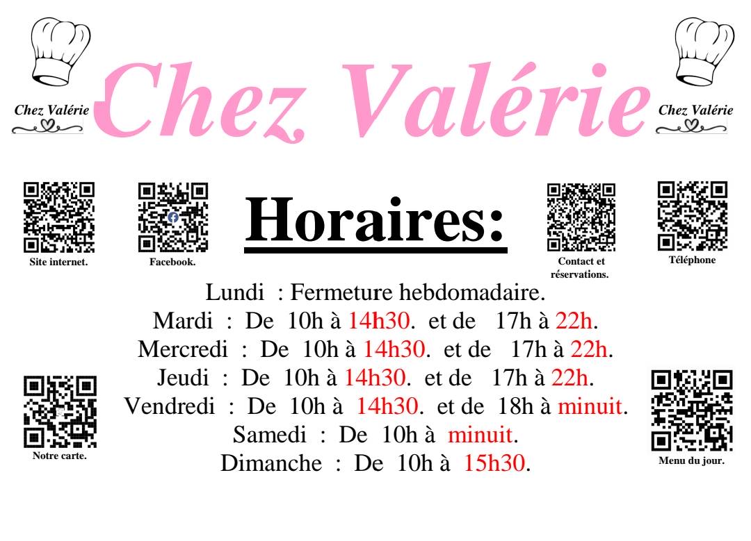 NOUVEL HORAIRE CHEZ VALERIE&#8230; Saint-Louis