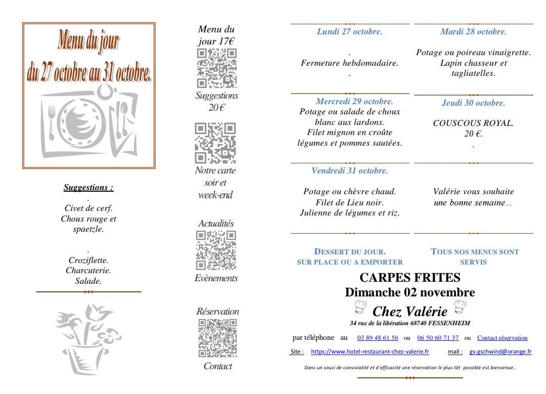 Menu du jour&#8230;la semaine Sélestat 0