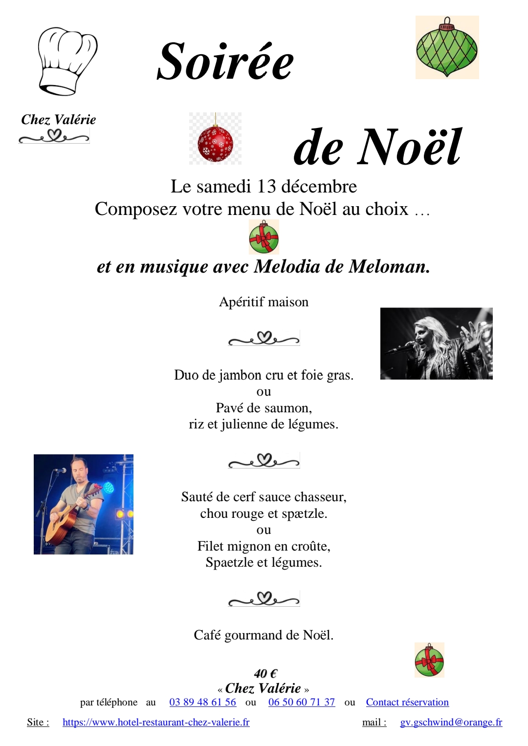 CONCERT ET MENU COMPOSE DU SAMEDI 13 DECEMBRE Rixheim