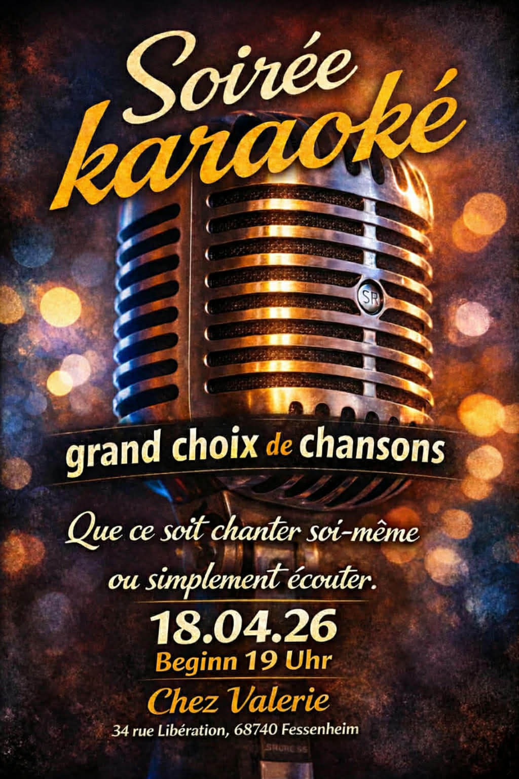 KARAOKE LE 18 AVRIL A 19H00 Riedisheim