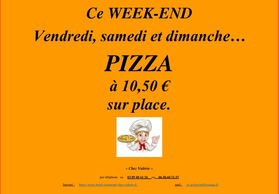 V  S  D   PIZZA &agrave; 10,50&euro; Wittelsheim