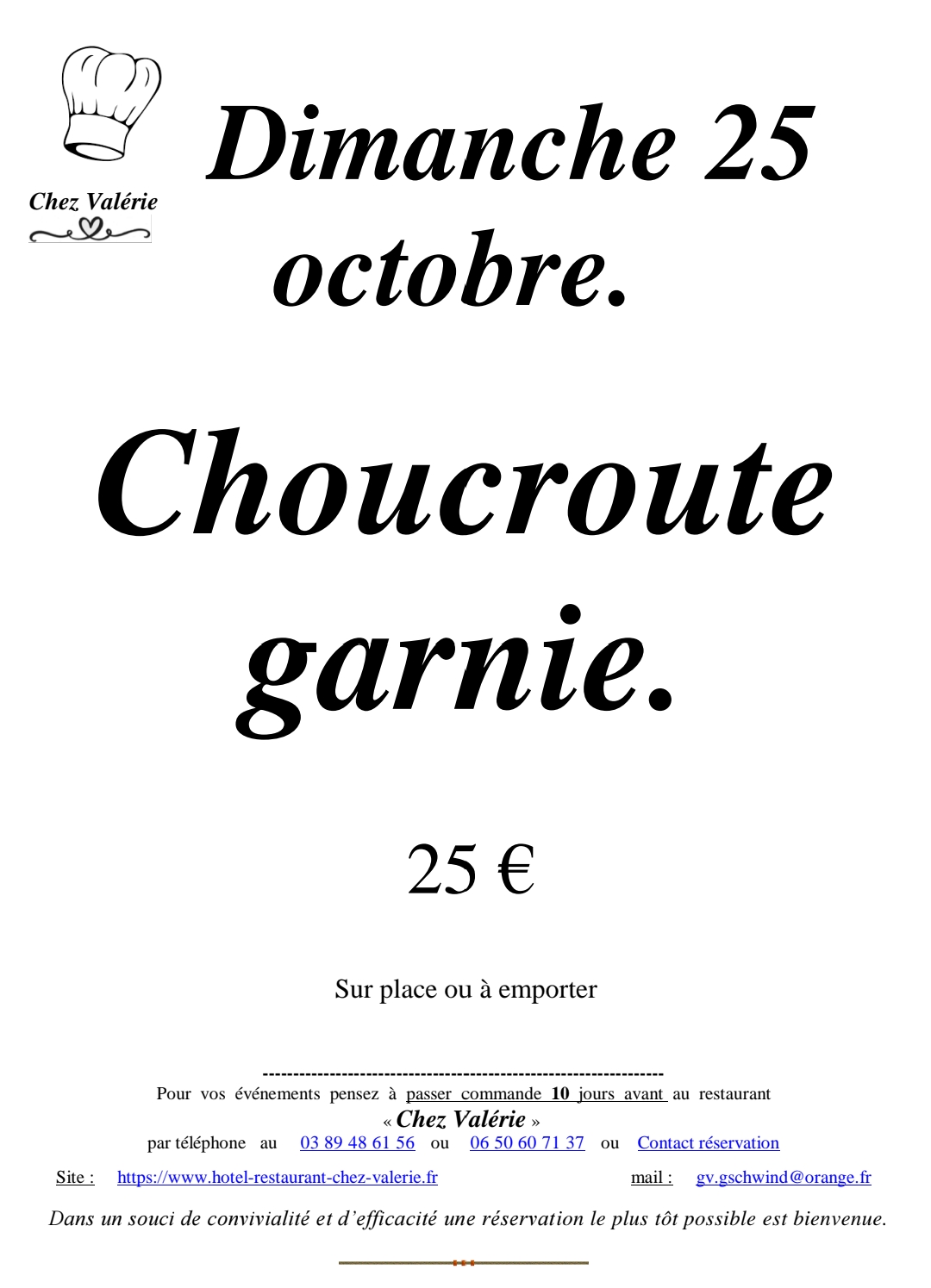 CHOUCROUTE GARNIE DIMANCHE 25 Mulhouse